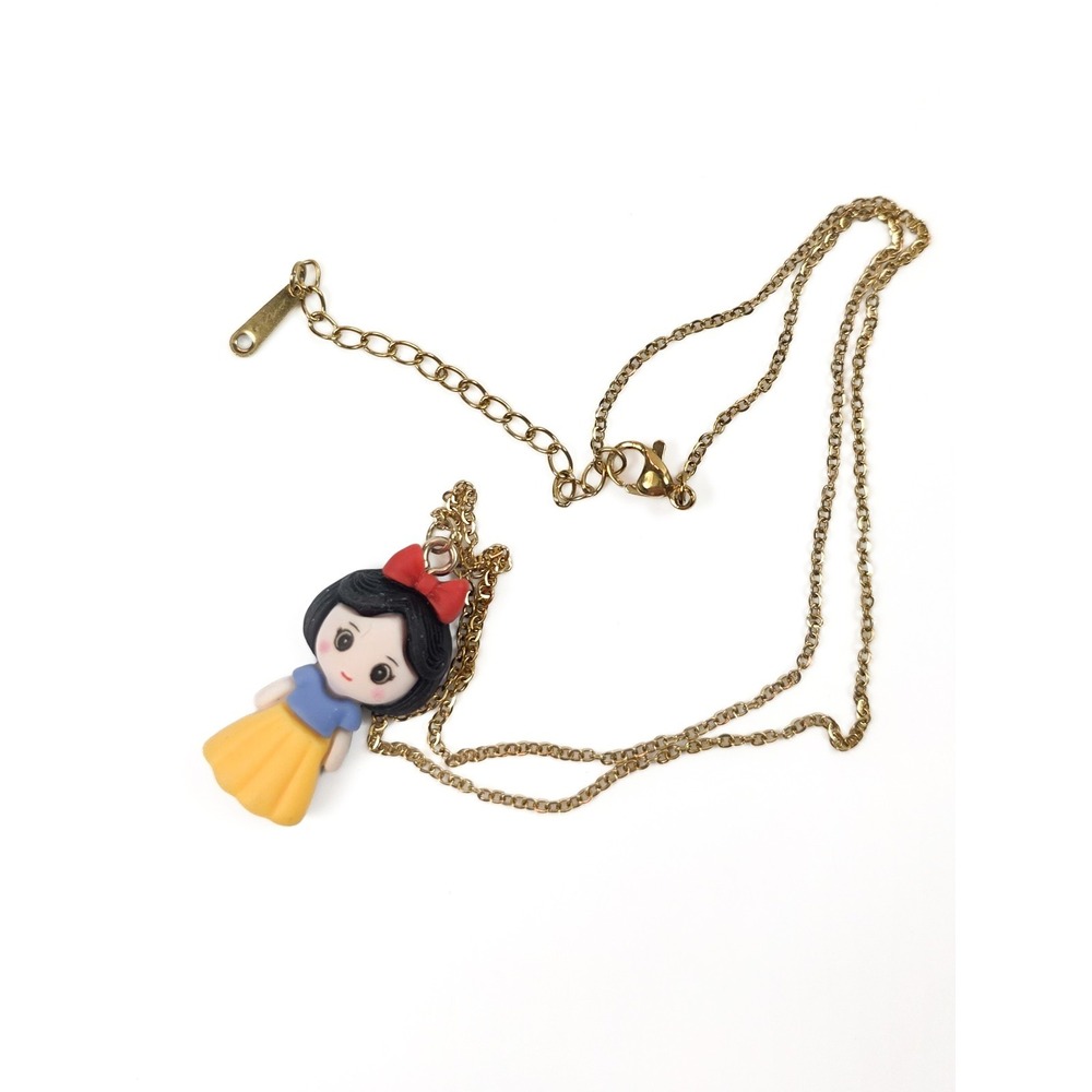 Princess Charm Soft Clay Pendent Stainless Steel Necklace Size 16" & 2" Extender